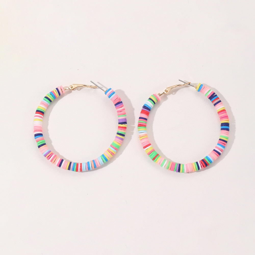 Wholesale Boho Casual Mixed Color Soft Clay C-shaped Exaggerated Earrings